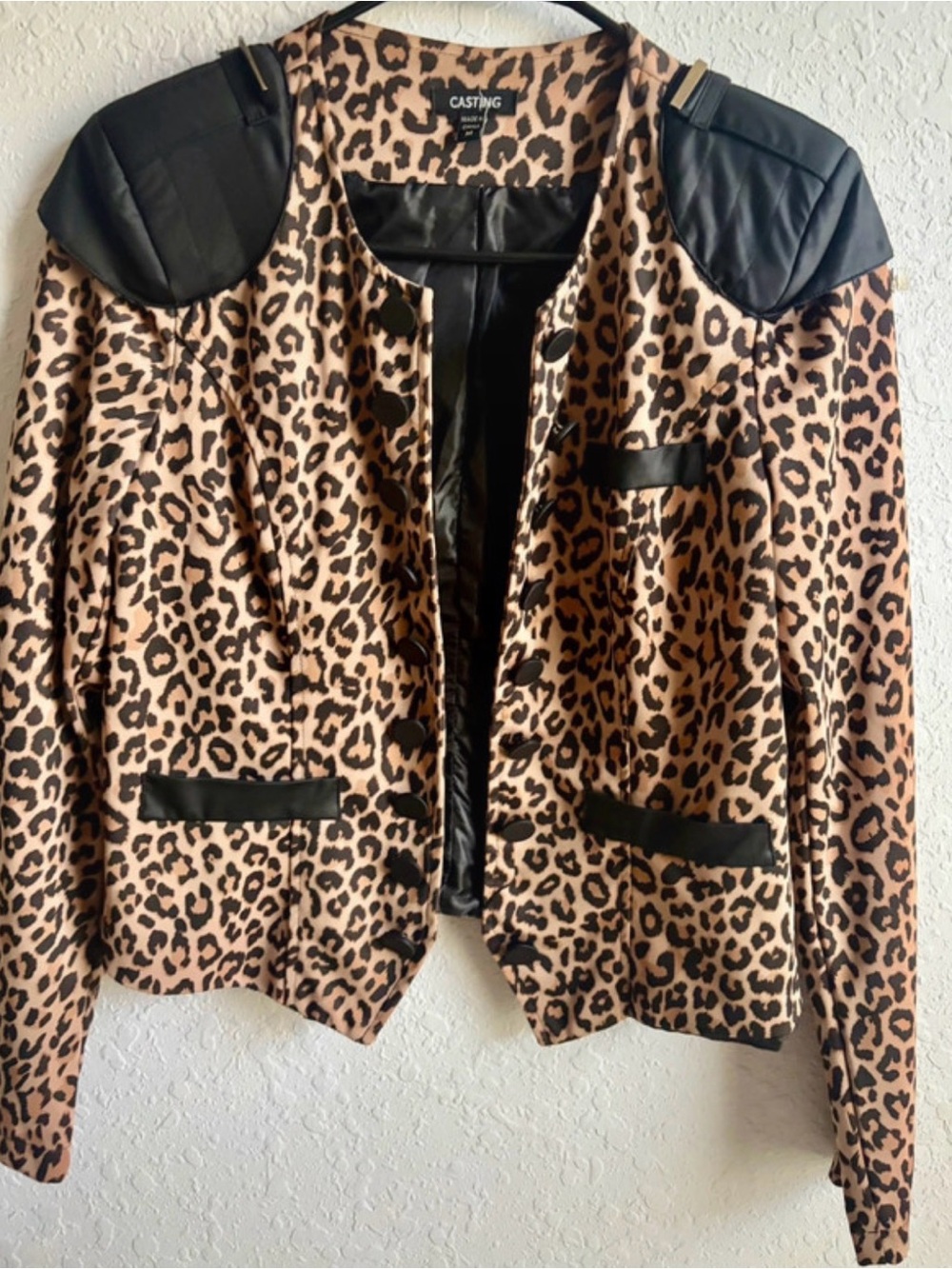 Leopard Print Blazer with Black Trim by Casting